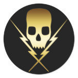 GOLD SKULL AND LIGHTNING BOLTS STICKERS