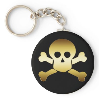 GOLD SKULL & CROSSBONES KEY CHAINS by dgpaulart