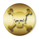 GOLD SKULL & CROSSBONES FRIDGE MAGNET