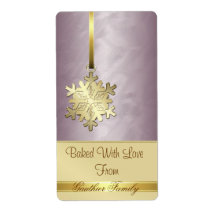 Gold Snowflake Bronze Foil Holiday Baking Label