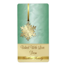 Gold Snowflake Green Foil Holiday Baking Label