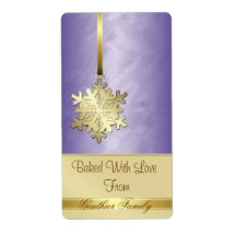 Gold Snowflake Purple Foil Holiday Baking Label