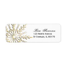 Gold Snowflake Return Address Label