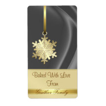 Gold Snowflake Silver Silk Holiday Baking Label