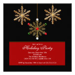 Gold  Snowflakes Holiday Party Invitation
