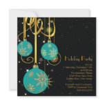 Gold Snowflakes Ornament Holiday Party Invitation