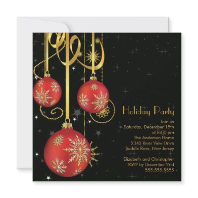 Gold Snowflakes Ornament Holiday Party Invitation by celebrateitinvites