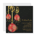 Gold Snowflakes Ornament Holiday Party Invitation