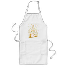 Gold Snowman and Christmas Tree Apron