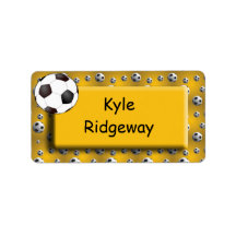 Gold Soccer Ball - Boys school name label
