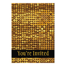 Gold Sparkling Sequin Look Invitations