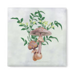 Gold Spotted Mushrooms Star Flowers Magnet