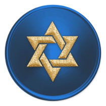 Gold Star of David Envelope Seal Round Stickers