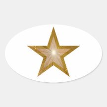 Gold Star oval  sticker white