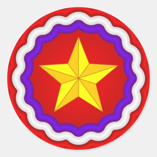 Gold Star Round Stickers