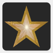 Gold Star square sticker black