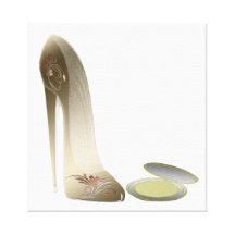 Gold Stiletto Shoe and Compact Art Canvas Print