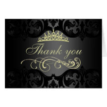 Gold Swirl Damask Thank You Card
