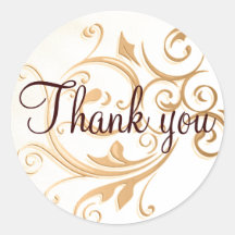 Gold Swirl Thank You Sticker - Seal