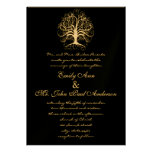 Gold Swirl Tree Black Metallic Wedding Invitation