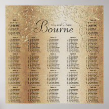 Gold Swirl Wedding Seating Chart Poster