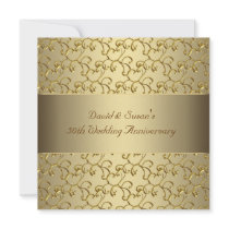 Gold Swirls Gold 50th Wedding Anniversary Party Personalized Invitation