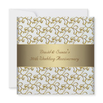 Gold Swirls Gold 50th Wedding Anniversary Party Personalized Announcement