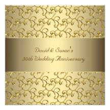 Gold Swirls Gold 50th Wedding Anniversary Party Personalized Invitation