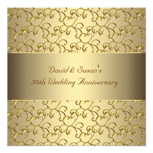 Gold Swirls Gold 50th Wedding Anniversary Party Personalized Invitation