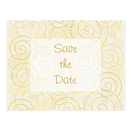 Gold Swirls Save the Date Postcard
