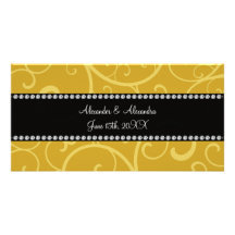 gold swirls wedding favors personalized photo card