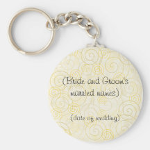 Gold Swirls Wedding Keyring Key Chain