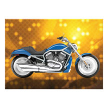 Gold Tech Background with Blue Bike Invitations