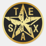 GOLD TEXAS STAR ROUND STICKERS