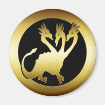 GOLD THREE HEADED DRAGON FRIDGE MAGNETS