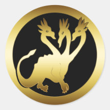 GOLD THREE HEADED DRAGON STICKERS