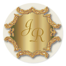 Gold Tone Monogram Sticker Wedding Stickers