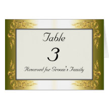 Gold Tone Wedding Table Number Card