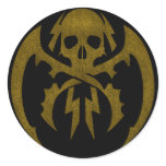 GOLD TRIBAL STYLE SKULL ROUND STICKER