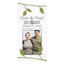 Gold Twig and Leaf Save The Date Personalized Photo Card