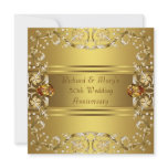 Gold Victorian Flowers Gold 50th Anniversary Custom Invitations