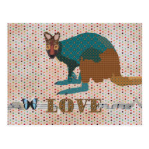 Gold Wallaby Love Pokadot Postcard