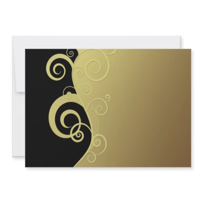 Gold Wedding invitation with flurish by pinkpaisleycd