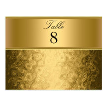 Gold Wedding Party table Numbers Post Card