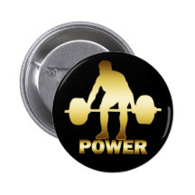 GOLD WEIGHTLIFTER PINBACK BUTTONS