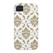 Gold White Damask Chic iPhone 4 Case