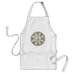 GOLD & WHITE PEACE SIGN & CROSS APRON