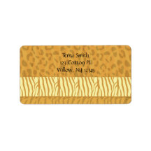 Gold Wild Animal Fur Pattern Personalized Address Label
