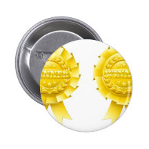 Gold winner rosettes pinback button