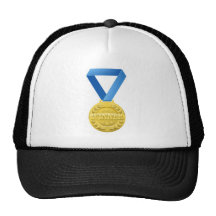 gold winners medal mesh hat